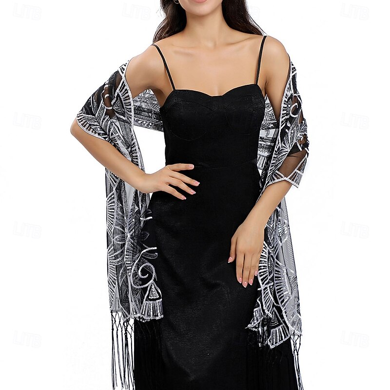 Women's Wrap Elegant Sleeveless Lace Wedding Wraps With Sequin For Wedding Summer4