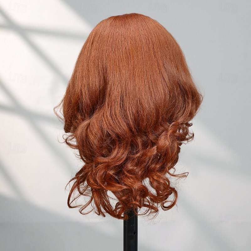 Synthetic Lace Wig Body Wave Style 20 inch Orange Middle Part 13x6 Lace Front Wig Women's Wig Orange / White / Blue4