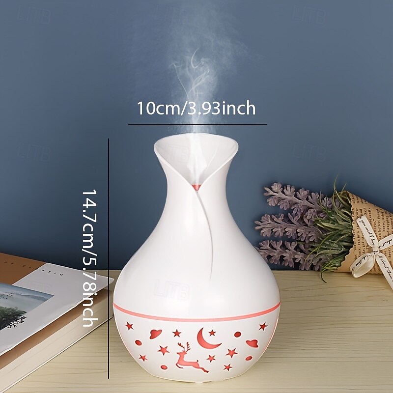 1pc USB Portable Humidifier with Essential Oil Diffuser  Quiet Operation Auto Shut-Off 7 Color Lights Nightlight for Home & Office Use - Plastic Material3