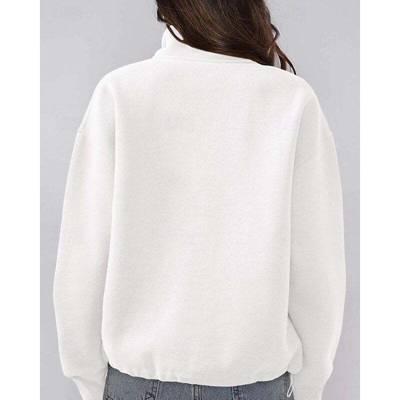 Women's Sweatshirt Track Top Pullover Patchwork Zipper Long Sleeve Top Athleisure Fall Color Block Thermal Warm Windproof Tennis Golf Running Sportswear Activewear Black White3