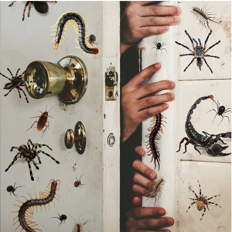 Scary Insect Wall Stickers Prank Bug Decals, Cockroach Fly Ant Centipede Scorpion Horror Stickers for Home Halloween Party Decoration and Gag Gifts