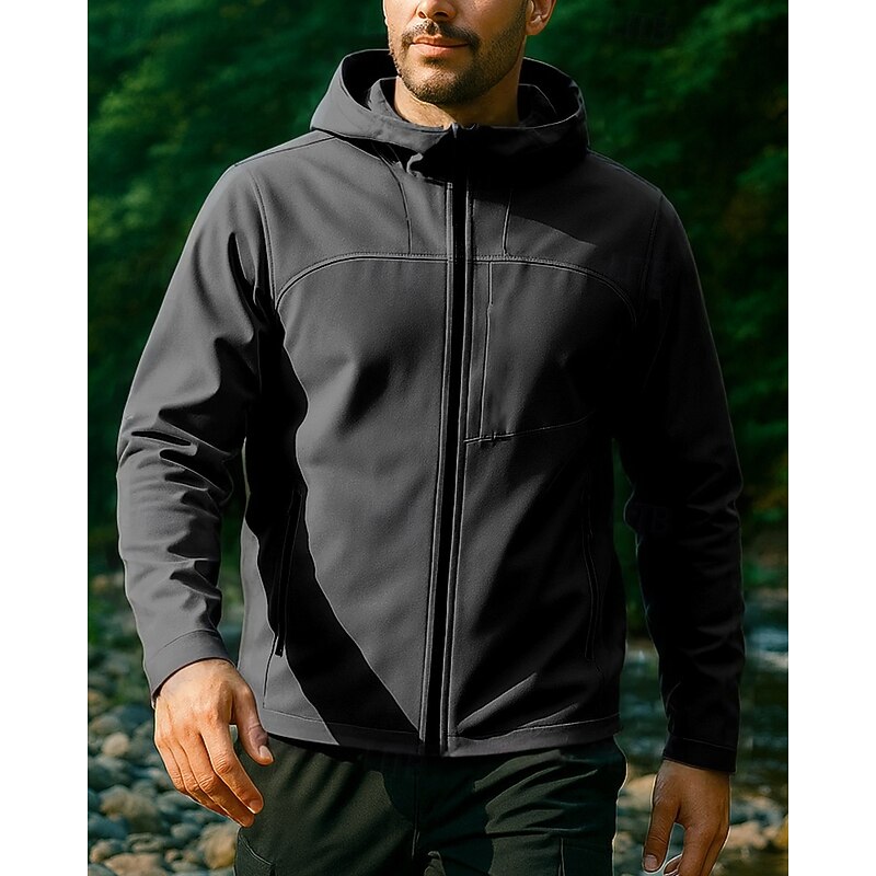 Men's Hiking Jacket Raincoat Sport Jacket Outdoor Waterproof Windproof Quick Dry Lightweight Hiking Outfits Hiking Clothes Spring Autumn / Fall Jacket Tennis Golf Running Solid Color Dark Grey Black4