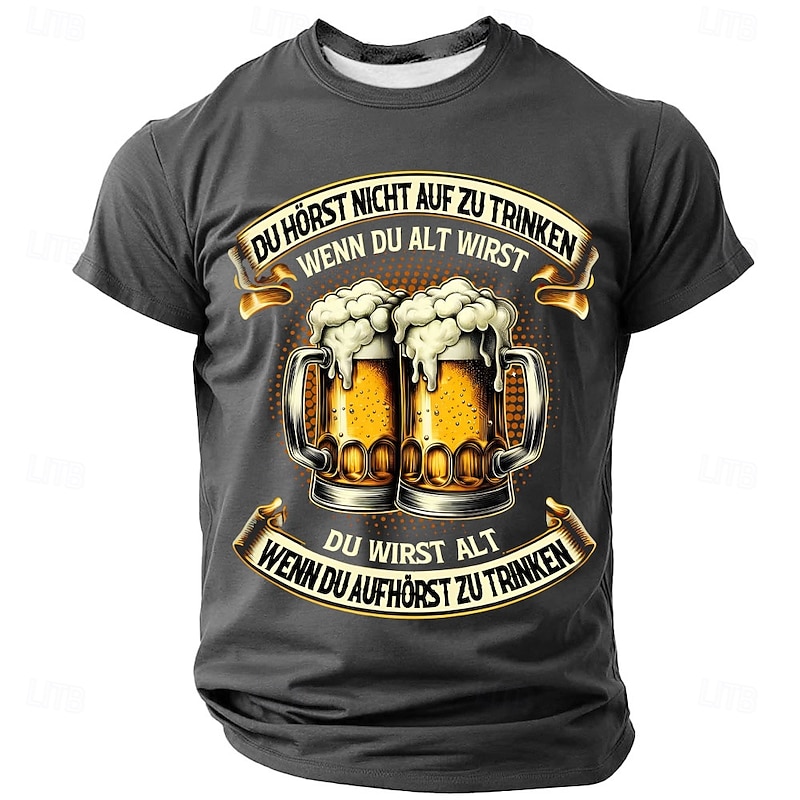Men's Funny Beer Drinking T-Shirt - German Quote 'You Get Old When You Stop Drinking' Lifestyle Tee4