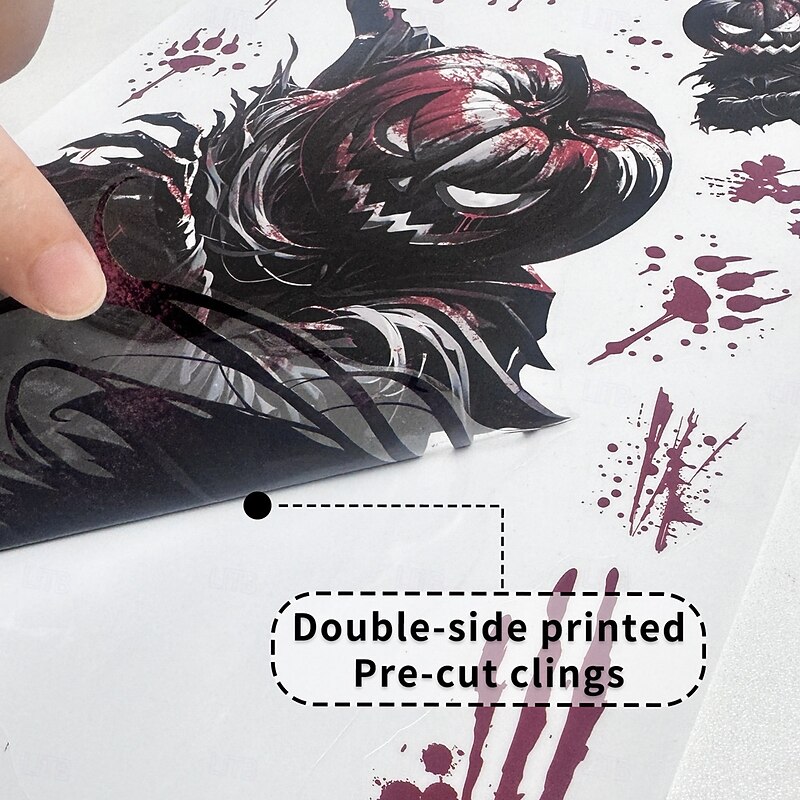 9 Sheets Halloween Static Window Clings Stickers, Grim Reaper, Ghost, Bat and Skeleton Glass Decals, Removable Halloween Party Decorations for Windows and Storefronts3