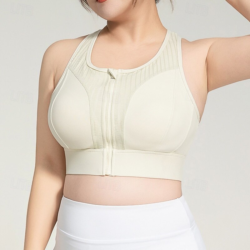 Women's Yoga Bra Sports Tank Top Pilates Bra Underwear High Impact High Supports Breathable Wireless Padded Solid / Plain Color Sport Activewear Black Green Gym Pilates Running