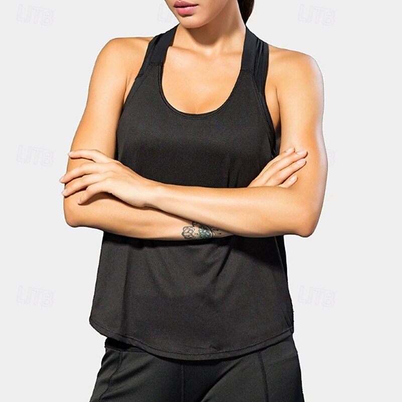 Women's pilates top Scoop Neck Lightwear Breathable Sweat-absorbent Sleeveless Sports Solid Color Top For Pilates Gym Zumba Loose Fit Activewear2