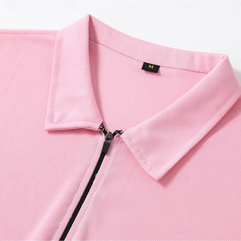 Men's Quarter Zip Polo Golf Shirt Daily Holiday Lapel Quarter Zip Short Sleeve Fashion Basic Plain Spring & Summer Regular Fit Black White Pink Wine Navy Blue Royal Blue Quarter Zip Polo2