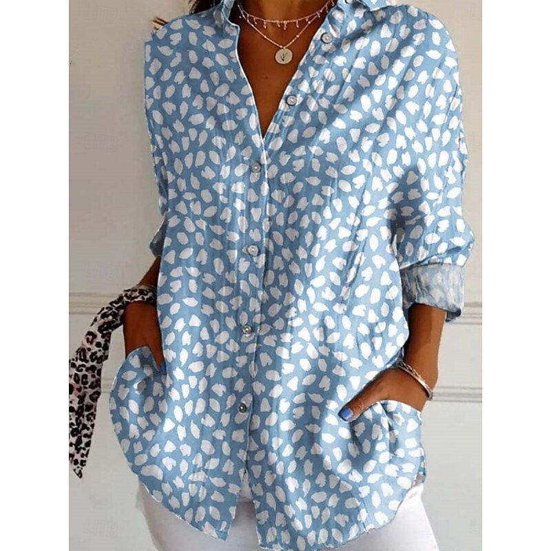 Women's Shirt Floral Stylish Modern Long Sleeve Shirt Collar Regular Tops Daily Holiday Buttons Print Black Yellow Sky Blue Green Summer2