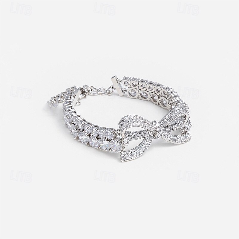 Bridal Jewelry Sets Two-piece Suit Crystal Pearl Zircon Earrings Bracelets Women's Elegant Fashion Luxury Cute Chandelier Drop Bowknot Drops Jewelry Set For Wedding Party Work3