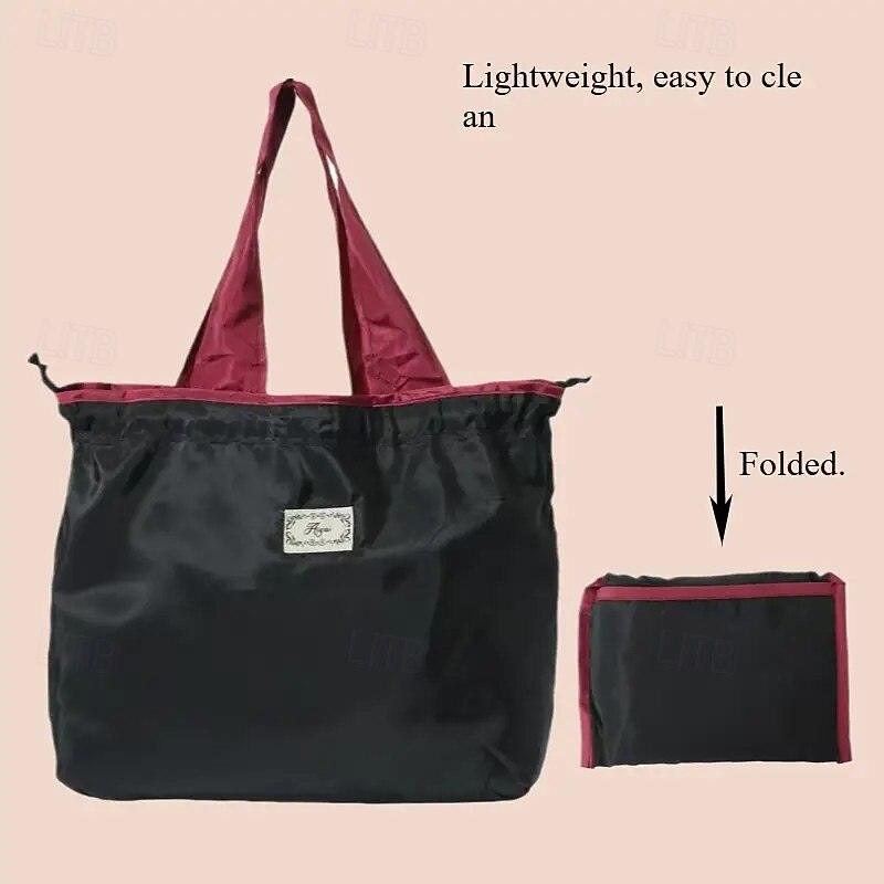 Reusable Foldable Backpack Tote Bag for Women, Large Capacity Nylon Shopping Bag, Portable Gift Bag for Teachers, Valentine's Day, Thanksgiving2