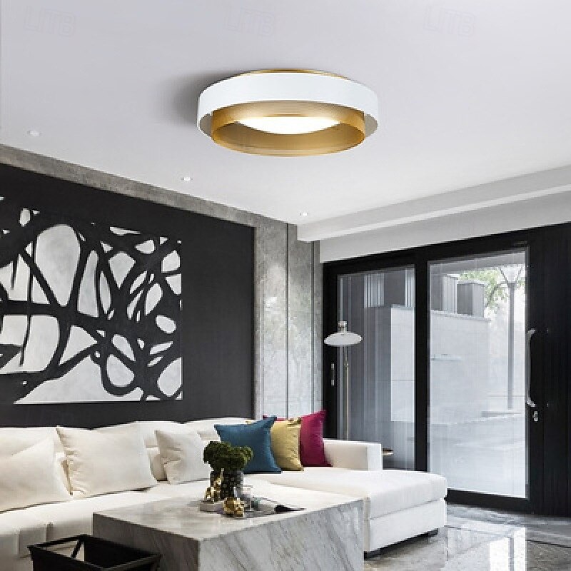 Round Metal Ceiling Light Home LED Flush Mount Ceiling Light With Acrylic Cover Modern Bedroom Ceiling Light Fixture Nordic Living Dining Table Close To Ceiling Lights