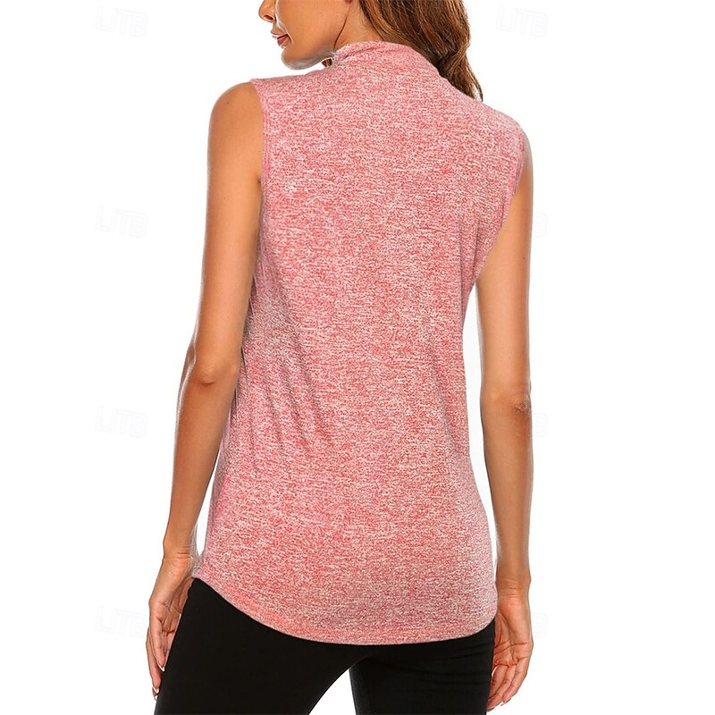 Women's Solid Colored Sport Shirt Golf Polo Shirt Tennis Shirt Sleeveless Zipper High Elasticity Moisture Wicking Breathable Tennis Golf Pickleball Turndown Zip Collar Shirt Top Red Purple Tennis2