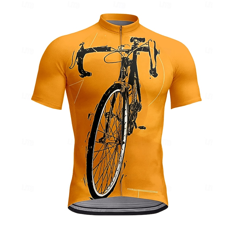 Men's Cycling Jersey Graphic Geometric Short Sleeve Bike Tee Tshirt Top with 3 Rear Pockets UV Resistant Quick Dry Front Zipper Reflective Strips Sports Yellow Blue Orange Clothing Apparel4