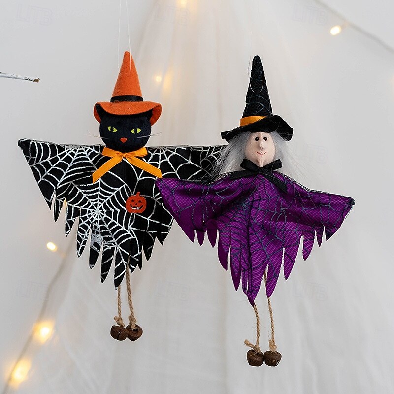 Halloween Witch Ornament with Pumpkin, Ghost, and Witch Doll - Spooky Halloween Decoration, Trick-or-Treat Party Figurine & Creepy Hanging Decor2