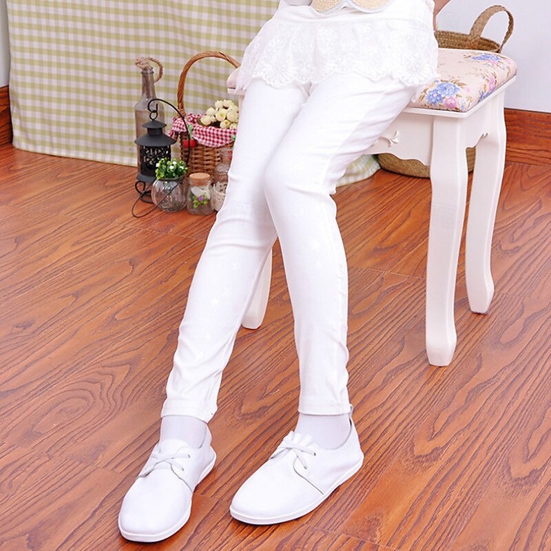 Kids Girls' Leggings Solid Color Daily Outdoor 4-12 Years Fall Black White Yellow