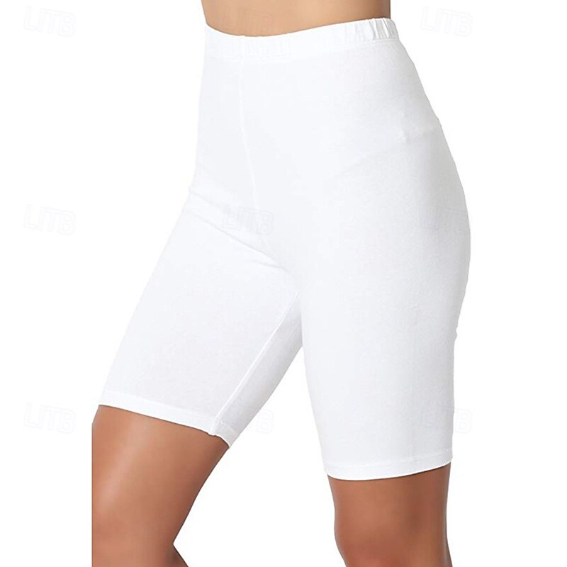 Women's Shorts Leggings Cozy Leggings Streetwear Casual Knee Length High Waist Plain Elastic Waist Breathability Stretchy Vacation Street Daily Wear Wine Black White Pink Summer Regular Fit