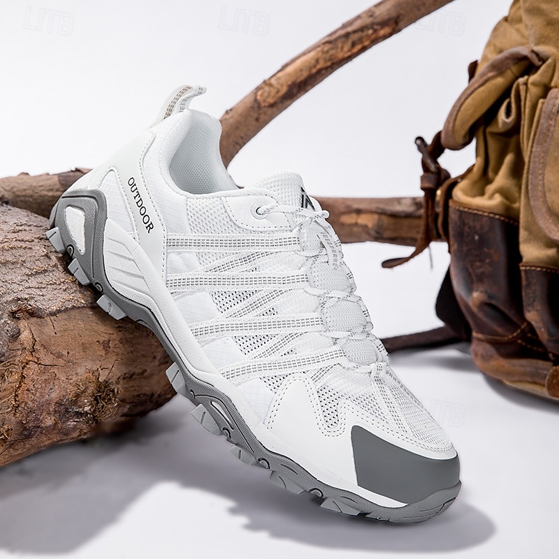 Men's White Athletic Sneakers - Lightweight Mesh Running Shoes with Non-slip Grip for Gym Running and Casual Sports Activities4