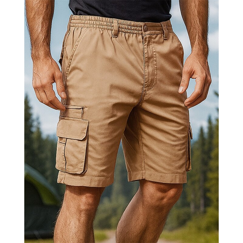 Men's Cargo Shorts Hiking Shorts Summer Outdoor Regular Fit Quick Dry Lightweight Breathable Shorts Elastic Waist Black Army Green Tennis Golf Running S M L XL XXL3
