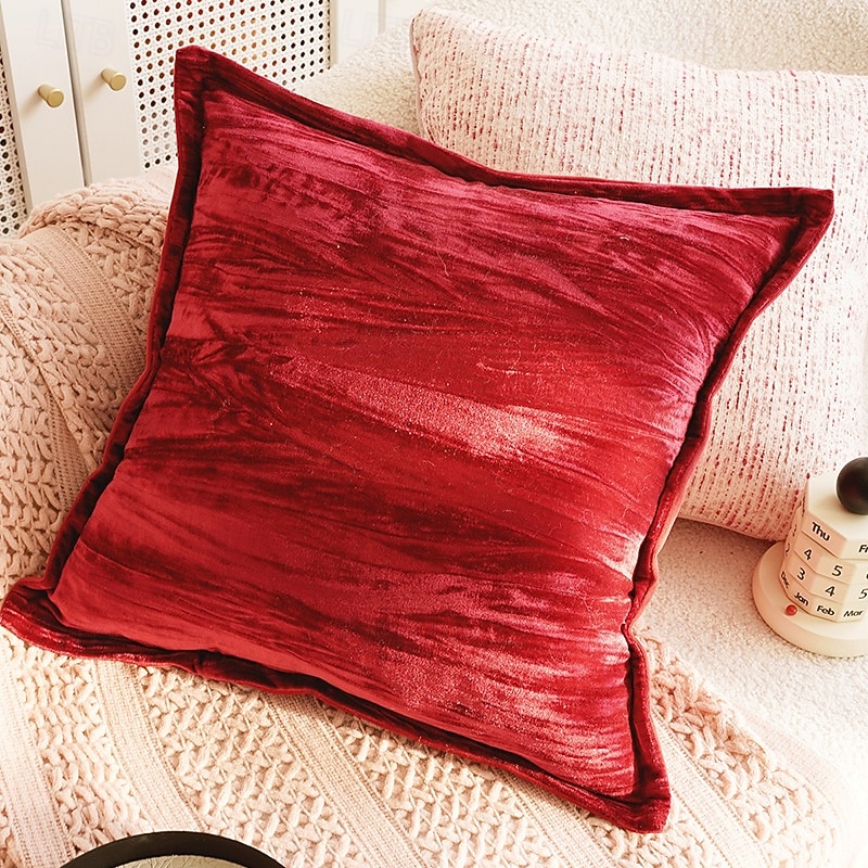 Autumn Winter Red Textured Decorative Toss Pillows Cover 1PC Exotic Soft Square Couch Cushion Case Pillowcase for Bedroom Livingroom Sofa Chair