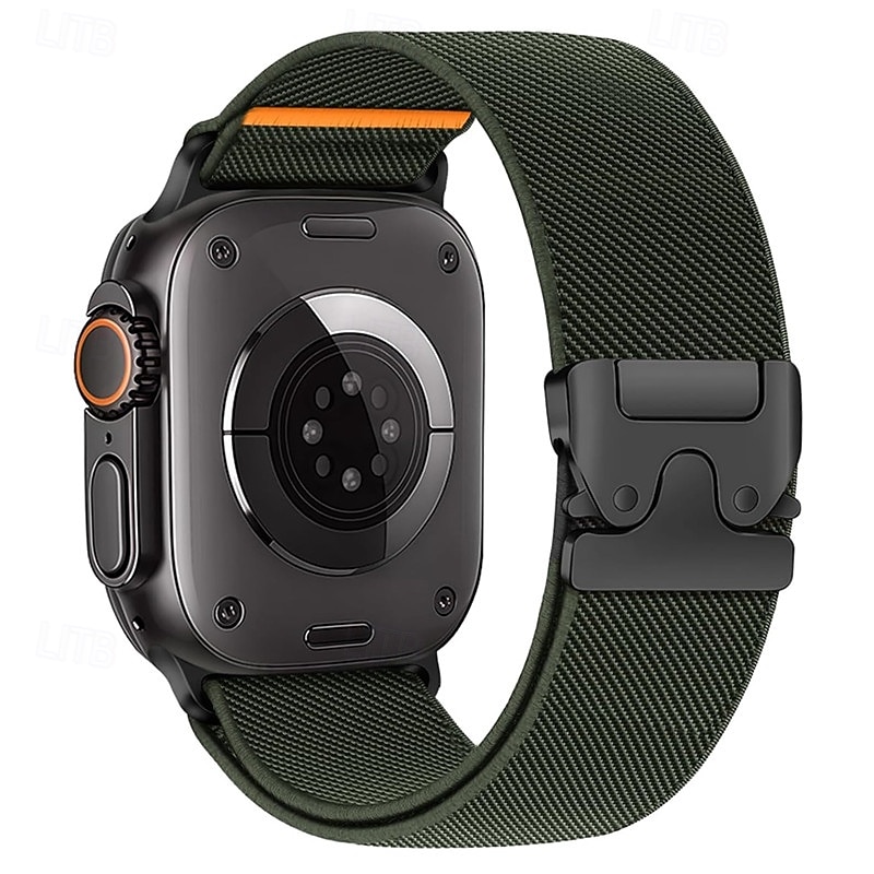 Sport Band Compatible with Apple Watch band 38mm 40mm 41mm 42mm 44mm 45mm 49mm Braided Elastic Metal Clasp Nylon Strap Replacement Wristband for iwatch Ultra 2 Series 9 8 7 SE 6 5 4 3 2 1 iwatch3