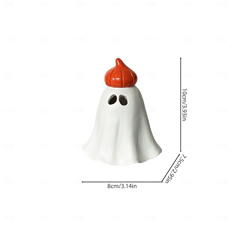 Halloween Cute Ghost Decoration Resin Incense Burner, Pumpkin, and Witch Design, Fun Resin Desktop Home Decoration Figurine2