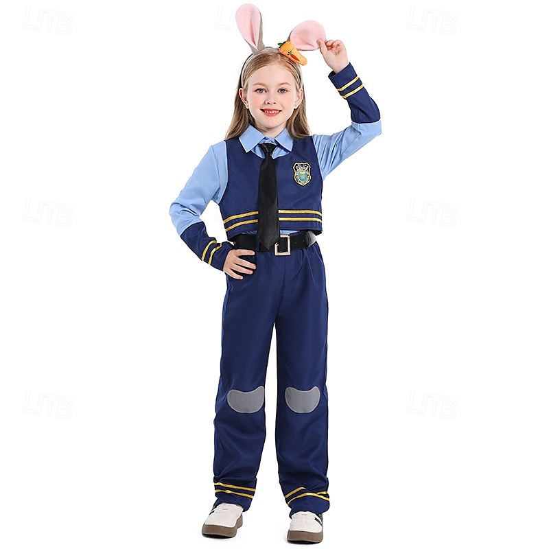 Zootopia Police Bunny Judy Hopps Outfits Costume Adventure Movie Cosplay Movie Cosplay for Girls' Kid's Halloween Carnival World Book Day Performance Educational Dress Up School Event Dress Up4