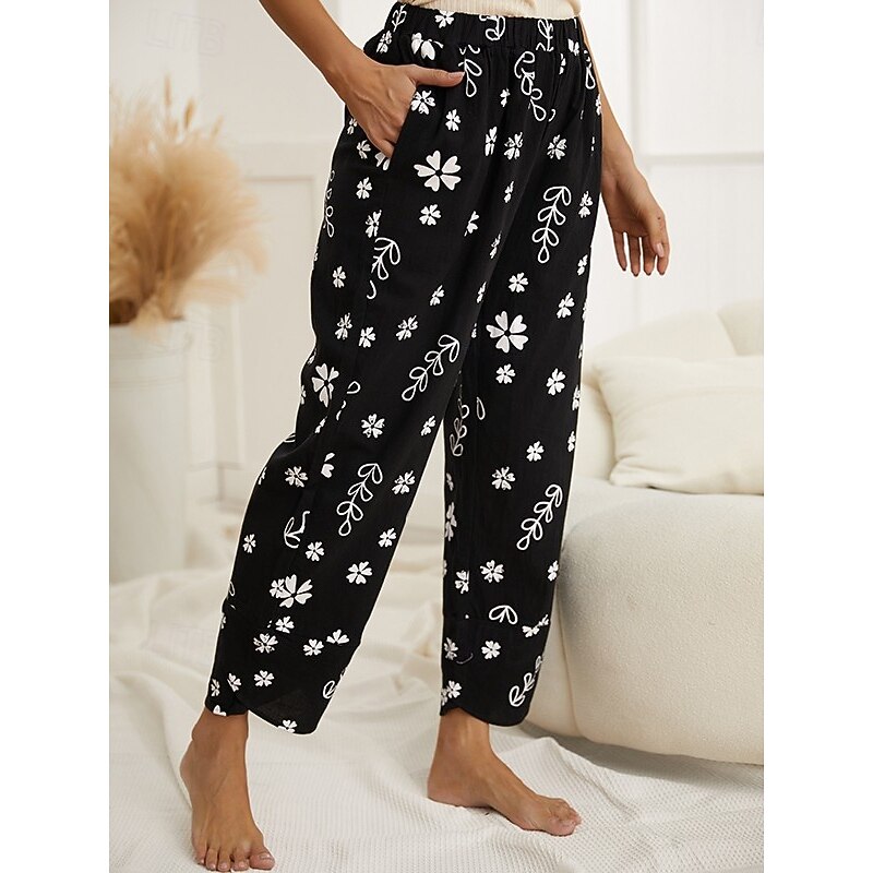 Women's Slacks Vacation Vintage Ethnic Style Full Length High Waist Graphic Geometic Elastic Waistband Comfy Breathability Soft High Elasticity Outdoor Street Daily Black Summer Spring Loose Fit4