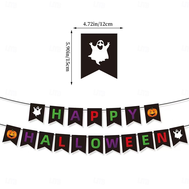 Halloween Party Decoration Kit, Birthday and Family School Hanging Banners, Triangle Flags and Honeycomb Balls for Festive Home and Classroom Decor3