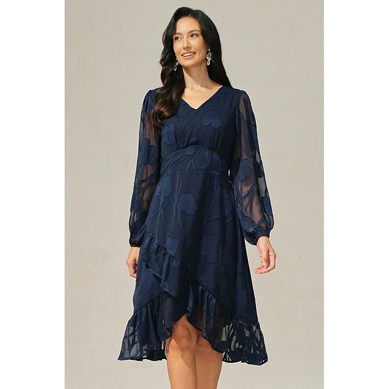 Women's Mini Dress Vintage Dress Casual Dress Vintage Casual Formal Formal Christmas Party Regular Fit Long Sleeve V Neck Blue Fall Winter