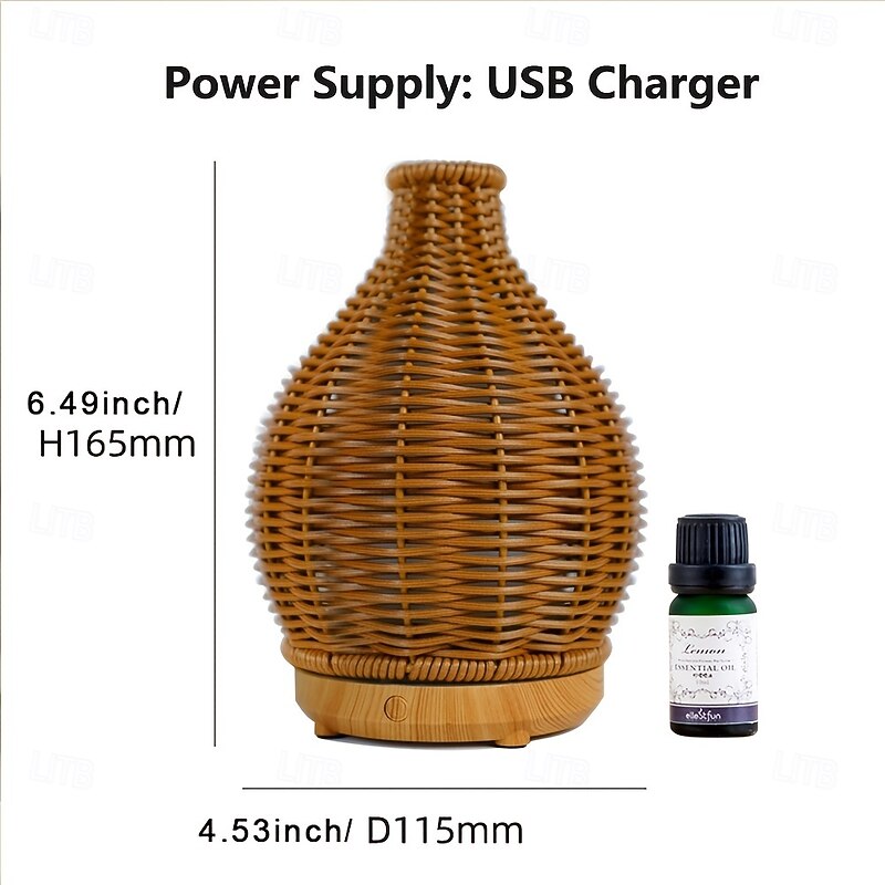 1pc Rattan-Style AromaMaster - Waterless Auto Shut-Off Essential Oil Diffuser for Aromatherapy Humidification and Air Purification with Whisper-Quiet Operation and Portable Design3