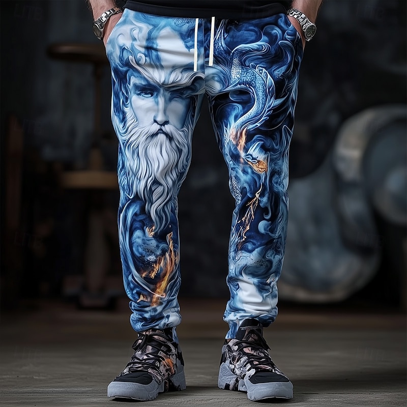 Men's Animal Dragon Sweatpants Joggers Workout Pants Drawstring Elastic Waist Casual Dailywear Running Jogging Athletic Sweatpants with Pockets Spring Fall Winter 3D Print Blue