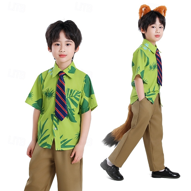 Zootopia Fox Nick Wilde Dress Outfits Costume Adventure Movie Casual Movie Cosplay for Men's Boys Kid's Adults' Halloween Carnival World Book Day Performance Educational Dress Up School Event Dress Up4