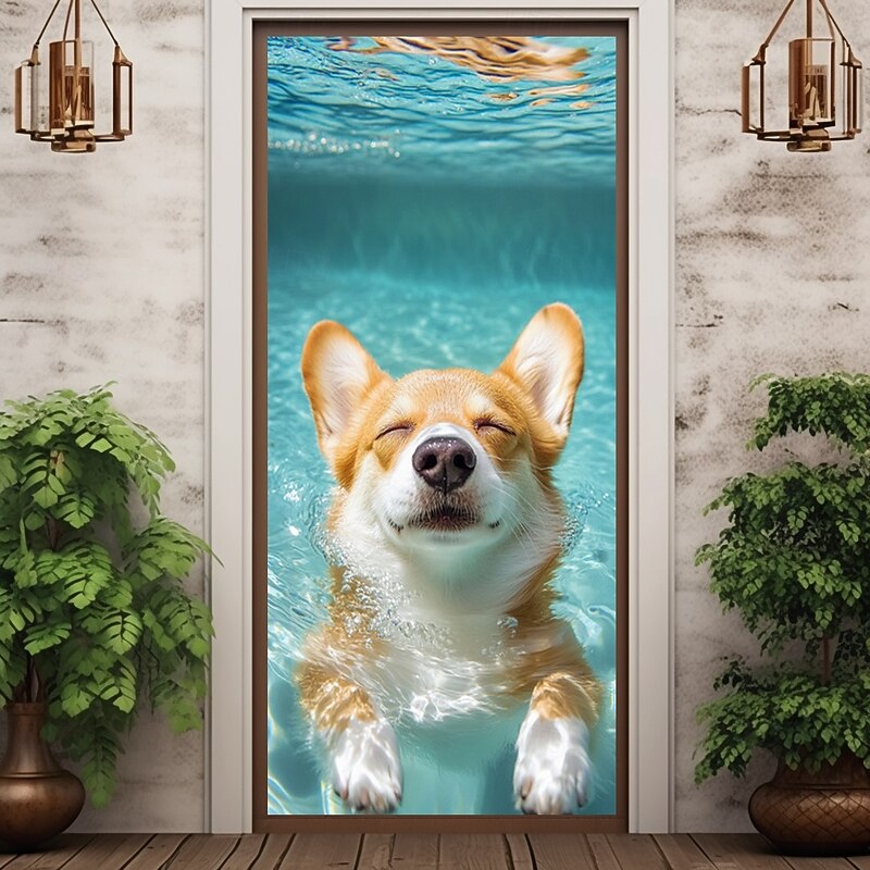 Dog's Summer Door Decorations Door Covers Door Tapestry Door Curtain Decoration Backdrop Indoor/Outdoor Door Banner for Front Door Farmhouse