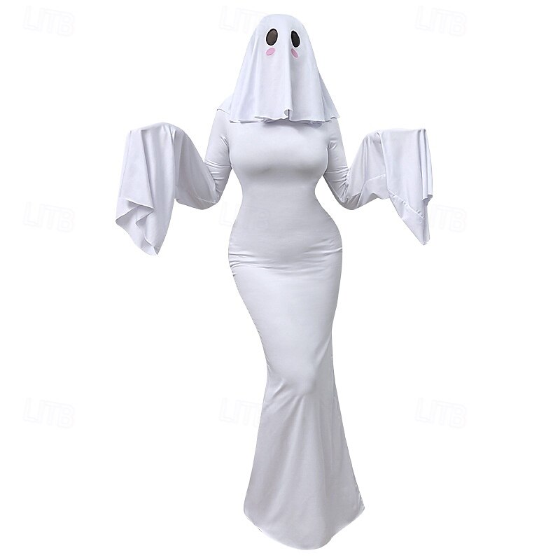 Ghost Ghostly Bride Halloween Dress Cosplay Costume Halloween Adults' Women's Halloween Masquerade Day of the Dead Carnival Performance Halloween Easy Halloween Costumes Dress Up2
