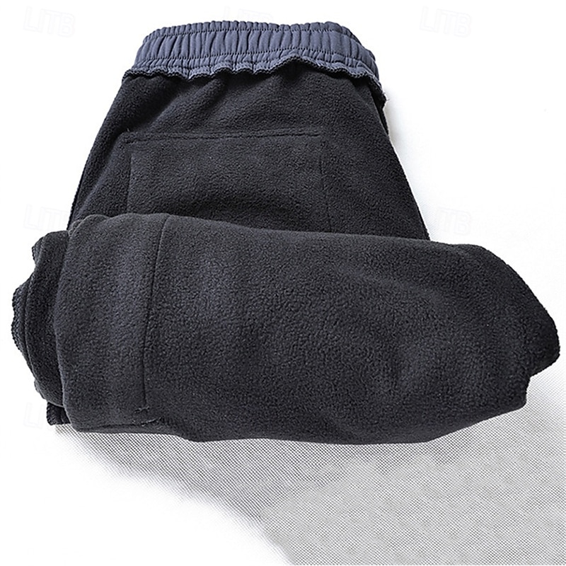 Men's Cargo Pants Hiking Pants Trousers Hiking Trousers Fleece Pants Winter Outdoor Regular Fit Waterproof Windproof Quick Dry Lightweight Pants / Trousers Pocket Elastic Waist Dark Grey Black3