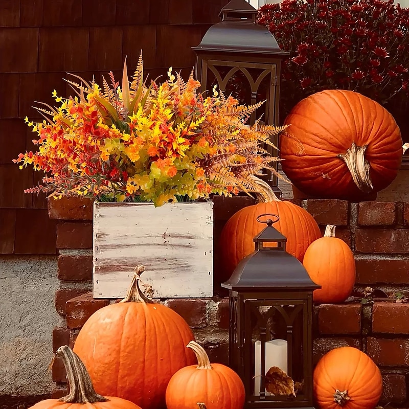 9 Bundle Fall Artificial Flower and Plant for Outdoor Decoration, Perfect for Home Decor, Wedding Photography Props, and Hotel Decorations2