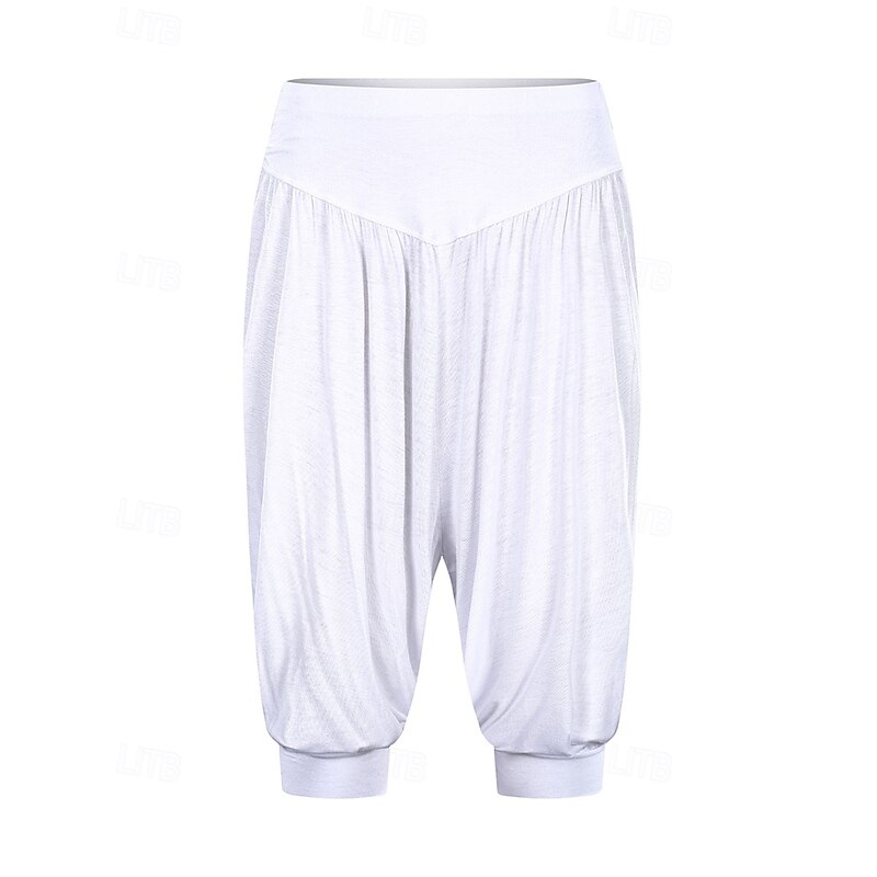 Women's Yoga Pants Harem Pants Bloomers Lightweight High Waist Gym Pilates Zumba Bottoms Solid Color Black White Burgundy Modal Fall Sports Activewear Micro-elastic4