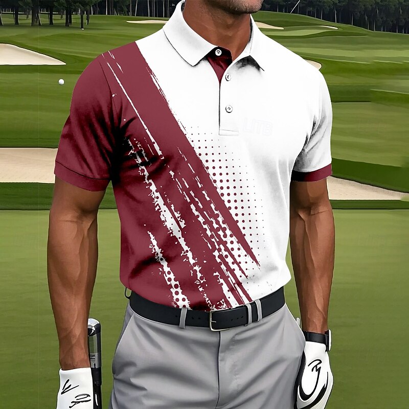 Men's Circle Polo Short Sleeve Polo Shirts Collared Shirts Sportswear Casual Athleisure Buttons Summer Red Blue Green2