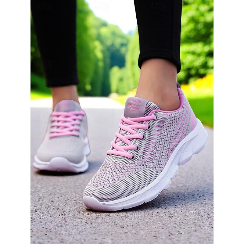 Women's White Flyknit Running Sneakers with Cushioned Sole – Lightweight Athletic Shoes for Jogging, Training and Everyday Comfort4