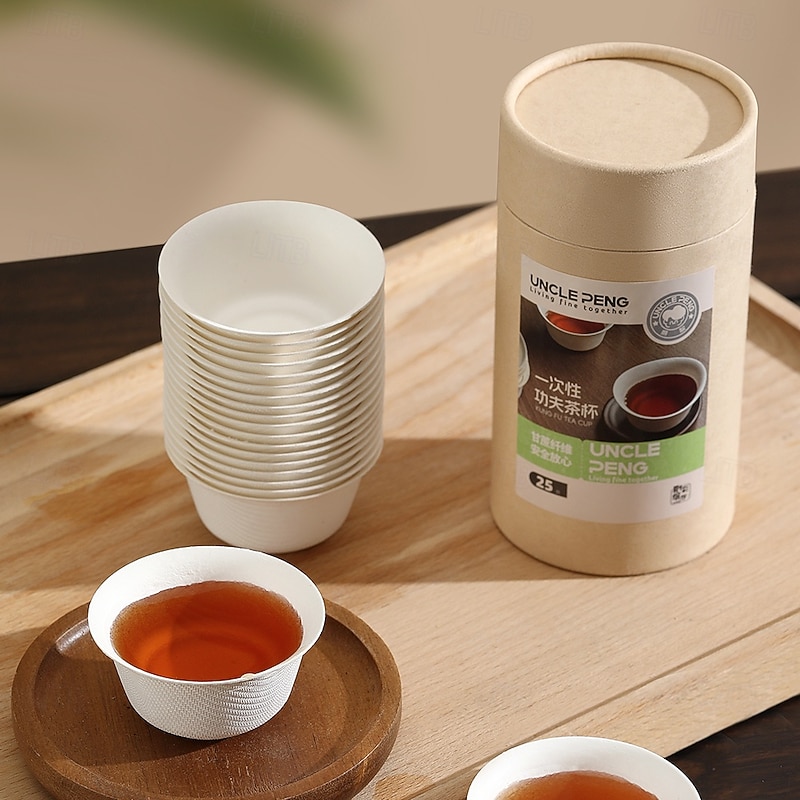 45ml Kung Fu Tea Cups, Premium Disposable Paper Cups, Heat-Resistant From 0 To 100 Degrees Celsius, Environmentally Friendly And Recyclable,25pcs/50pcs