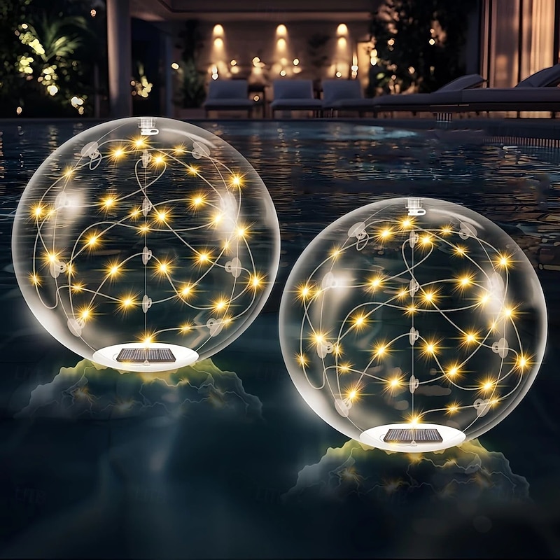 35cm 1/2pcs Solar Floating Pool Light Inflatable Glowing Ball Light LED Color Light with Remote Control Outdoor Waterproof Pool Floating Garden Party Decoration2