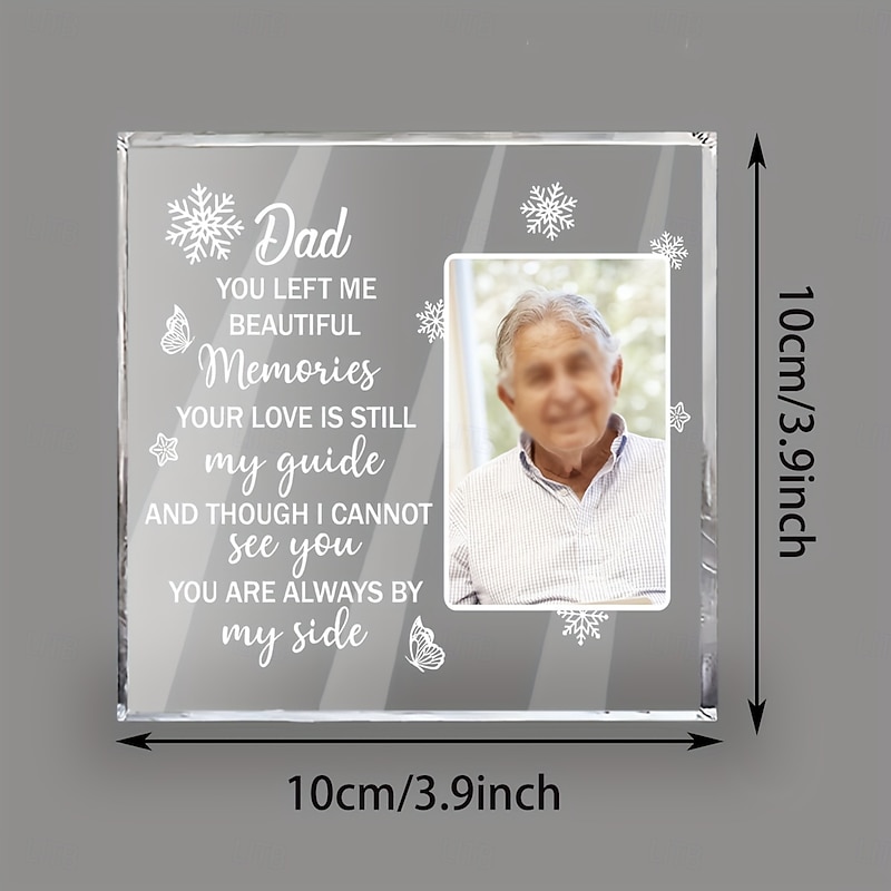 Personalized Memorial Plaque with Custom Photo, Acrylic Sympathy Gift for Dad, Remembering Father Loss, Heartfelt Tabletop Commemorative Decor3