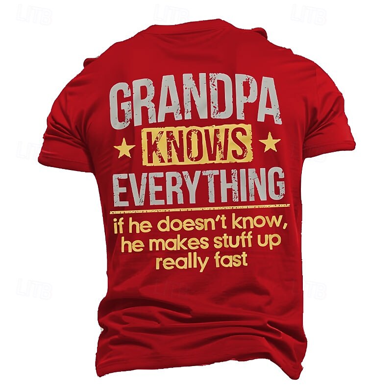 Men's Funny Grandpa Knows Everything Graphic Short Sleeve T-Shirt3