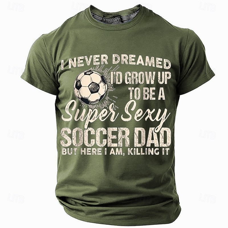 Men's Soccer Father T Shirt Short Sleeve T shirt 3D Print Crew Neck Shirt Fashion Daily Basic Street Casual Daily Black Red Blue Summer Spring Clothing Apparel S M L XL XXL XXXL3