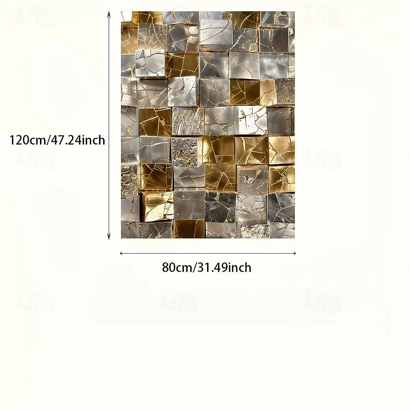 1pcs Frameless Abstract Metal Cube Mosaic Wall Painting Modern Canvas Poster Living Room and Bedroom Decor Artwork3