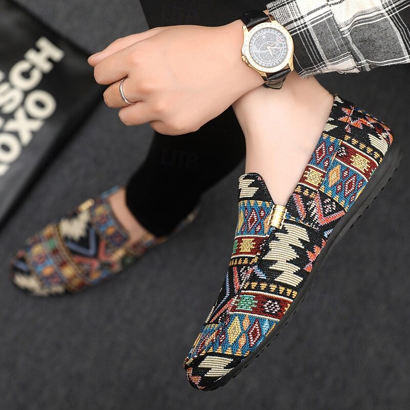 Men's Casual Shoes Walking Casual Canvas Comfortable Slip Resistant Breathable Loafer Black Beige Summer Spring Fall4