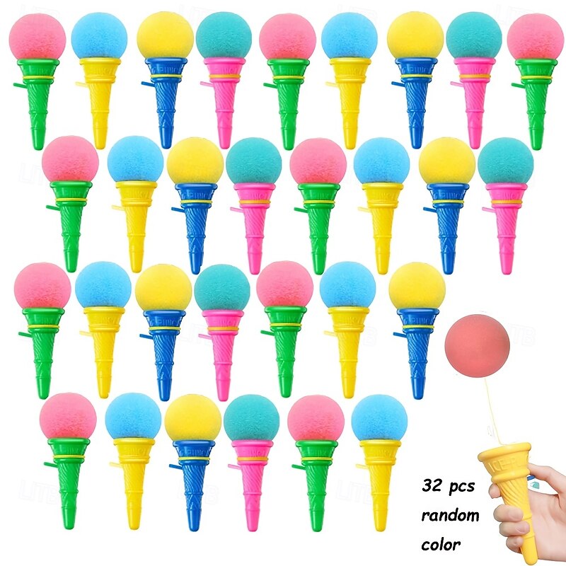 32pcs Colorful Mini Ice Cream Launcher Toys - 10cm Fun Party Favors for Youngsters Assorted Random Colors (Pink Blue Yellow Green Orange) with Plastic Base and Striped Design Ice Cream Party Dec2