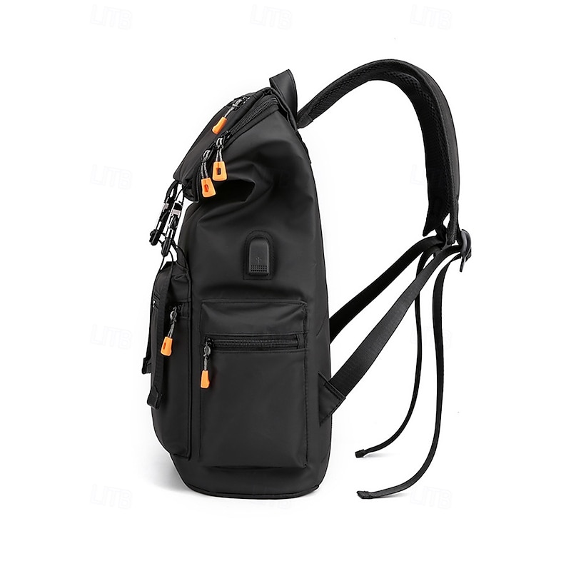 Men's Water - Repellent Backpack with USB Charging - Stylish & Spacious for Commute, Travel & Outdoor Black Gray4