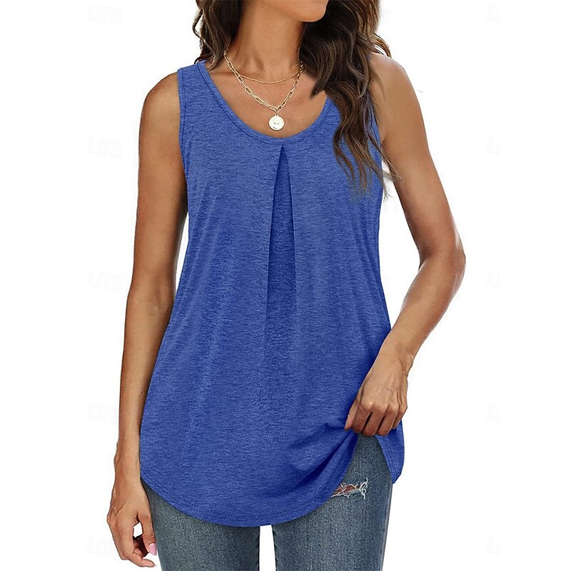 Women's Tank Top Plain Fashion Stylish Basic Sleeveless U Neck Regular Tops Daily Weekend Black White Pink Blue Green Summer2