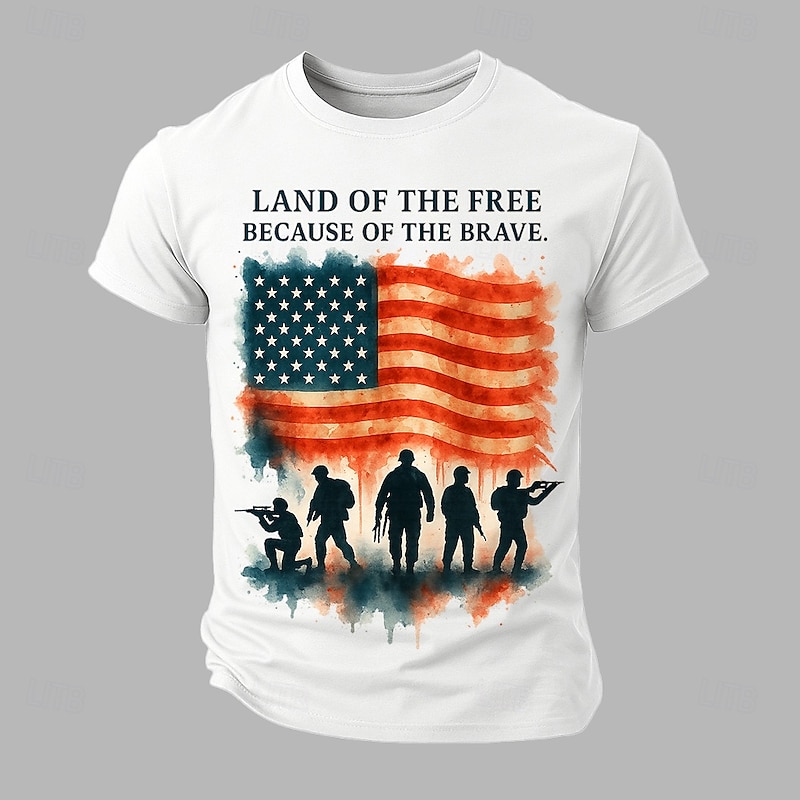 Patriotic T Shirts For Men T shirt Tee Top Graphic Letter Crew Neck Clothing Apparel Short Sleeve Print Classic Casual